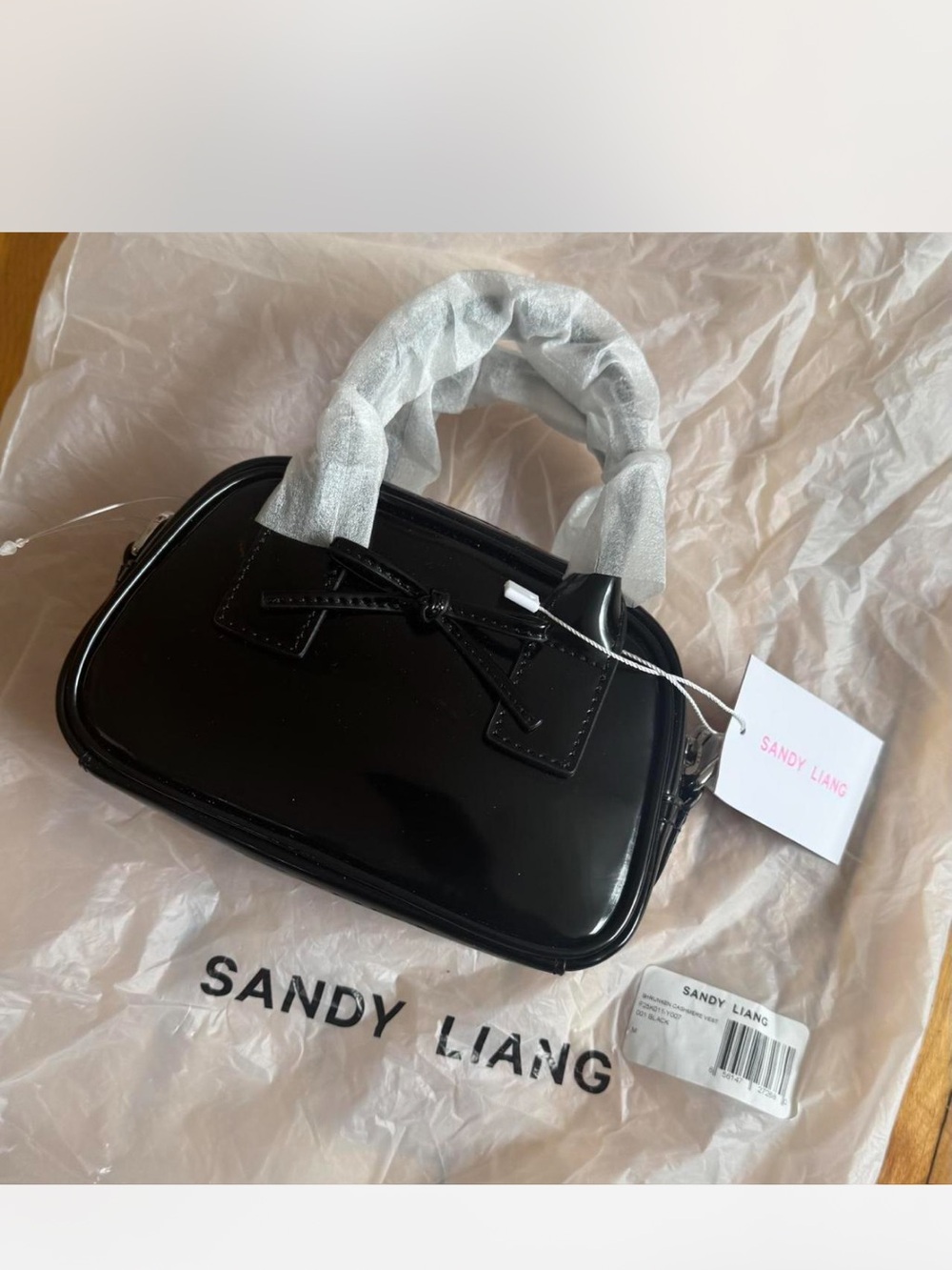 Sandy Liang Black Patent Mini Satchel Handbag - Picture 5 of 5